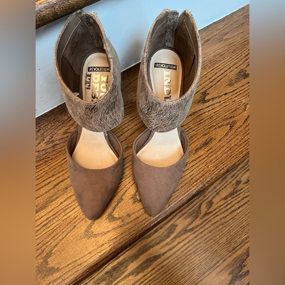 Revolution Faux Leather back zip almond toe dark tan high heels — barely worn - Picture 3 of 5